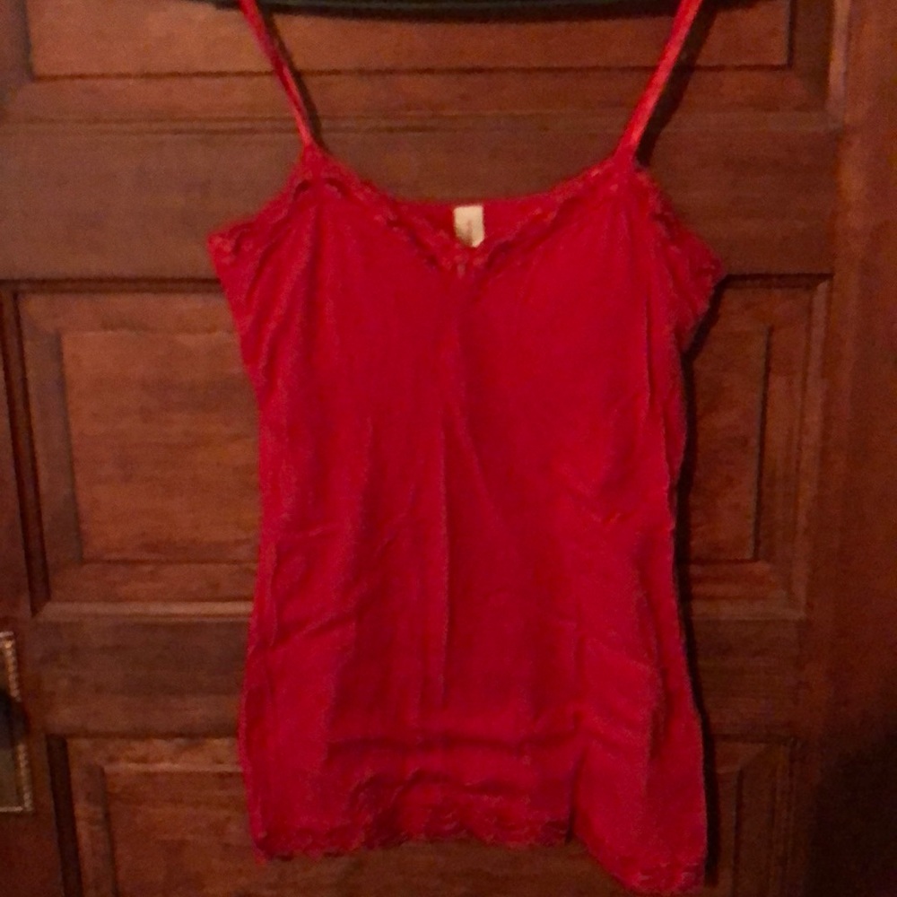 Red tank top with slightly padded shelf bra